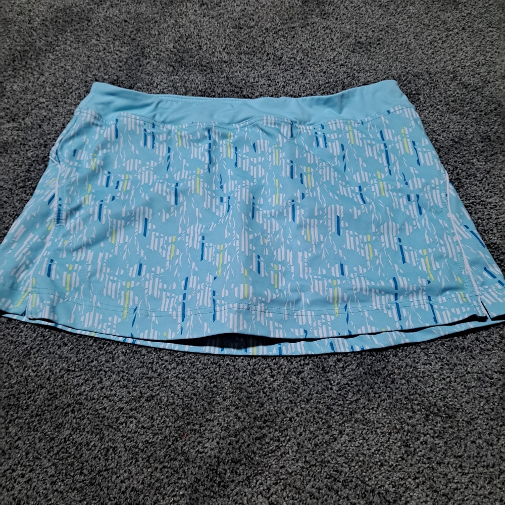 Chic Light Blue Patterned Mini Skirt